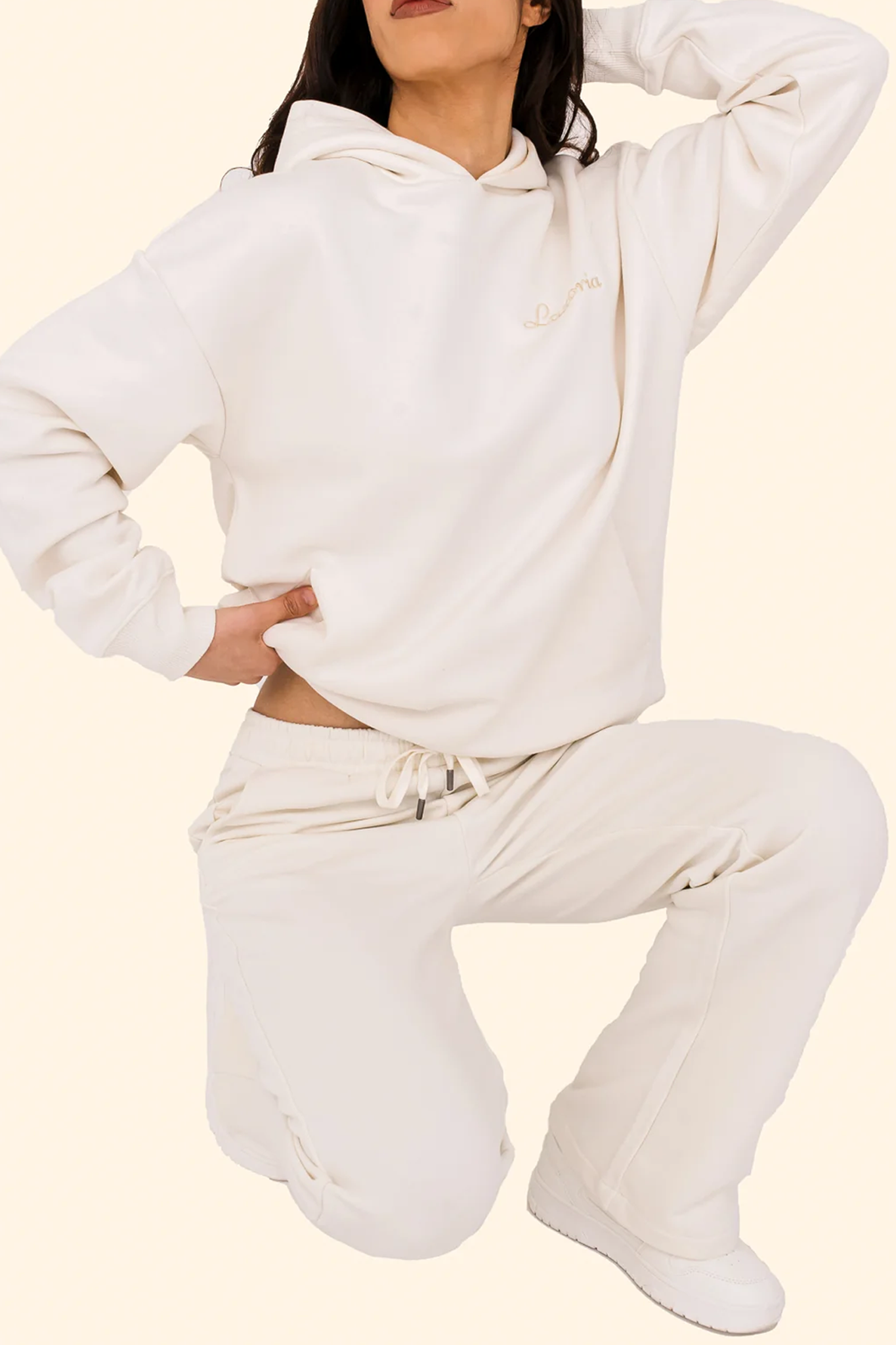 Women's French Terry Loose Jogging Trousers – Relaxed Fit, Sustainably Made - Ivory