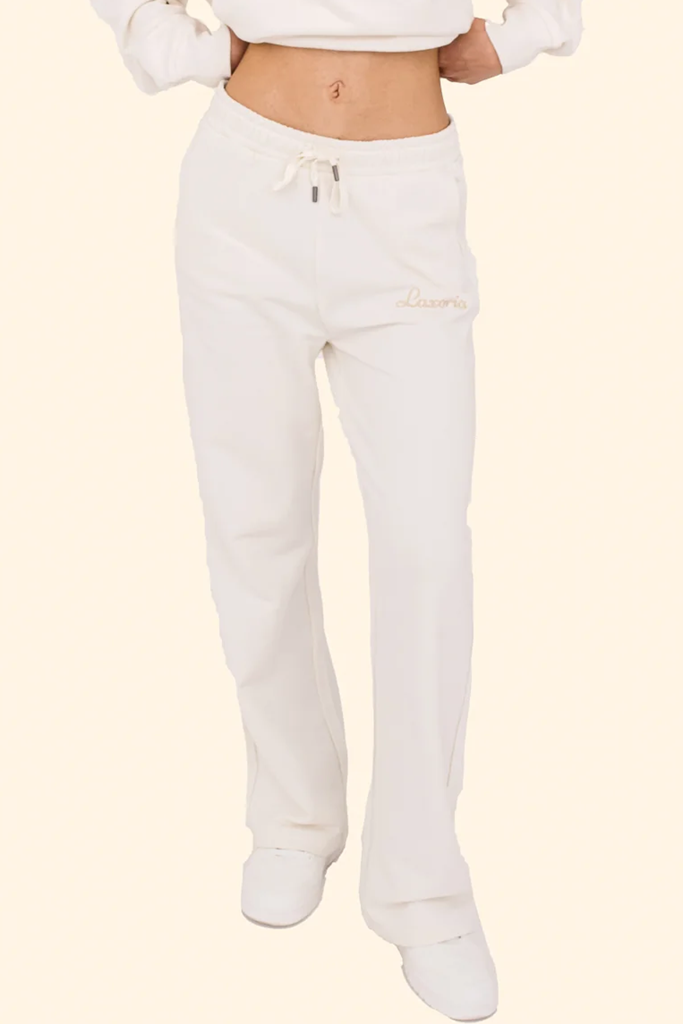 Women's French Terry Loose Jogging Trousers – Relaxed Fit, Sustainably Made - Ivory