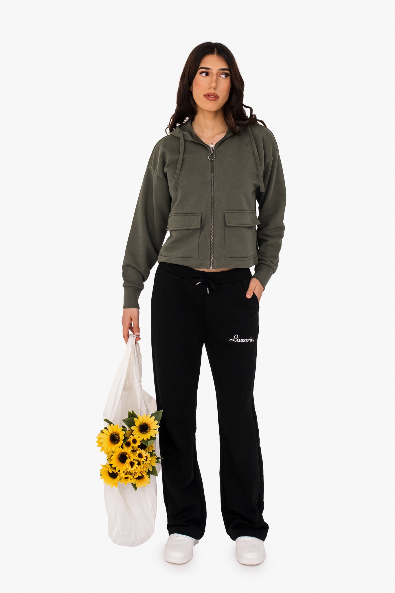 Women's French Terry Full Zip Hoodie – Soft, Sustainable, and Effortlessly Cool - Organic Khaki