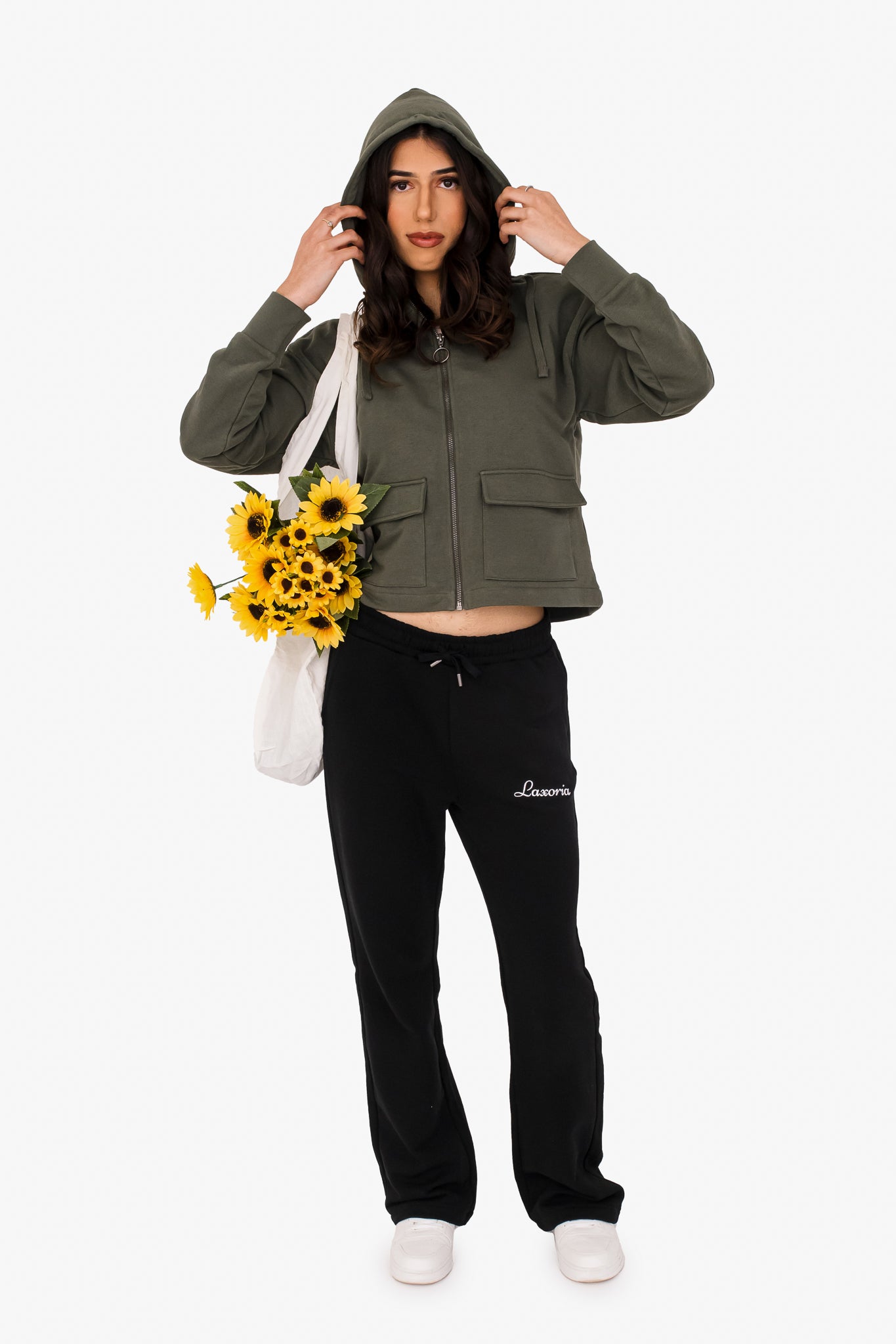 Women's French Terry Full Zip Hoodie – Soft, Sustainable, and Effortlessly Cool - Organic Khaki