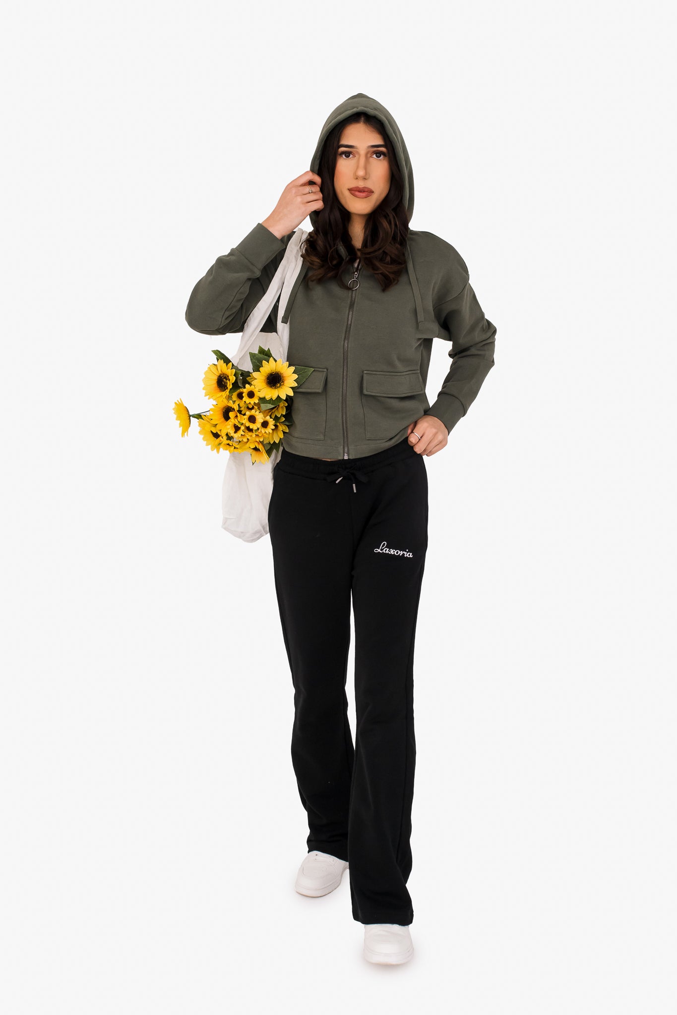 Women's French Terry Full Zip Hoodie – Soft, Sustainable, and Effortlessly Cool - Organic Khaki