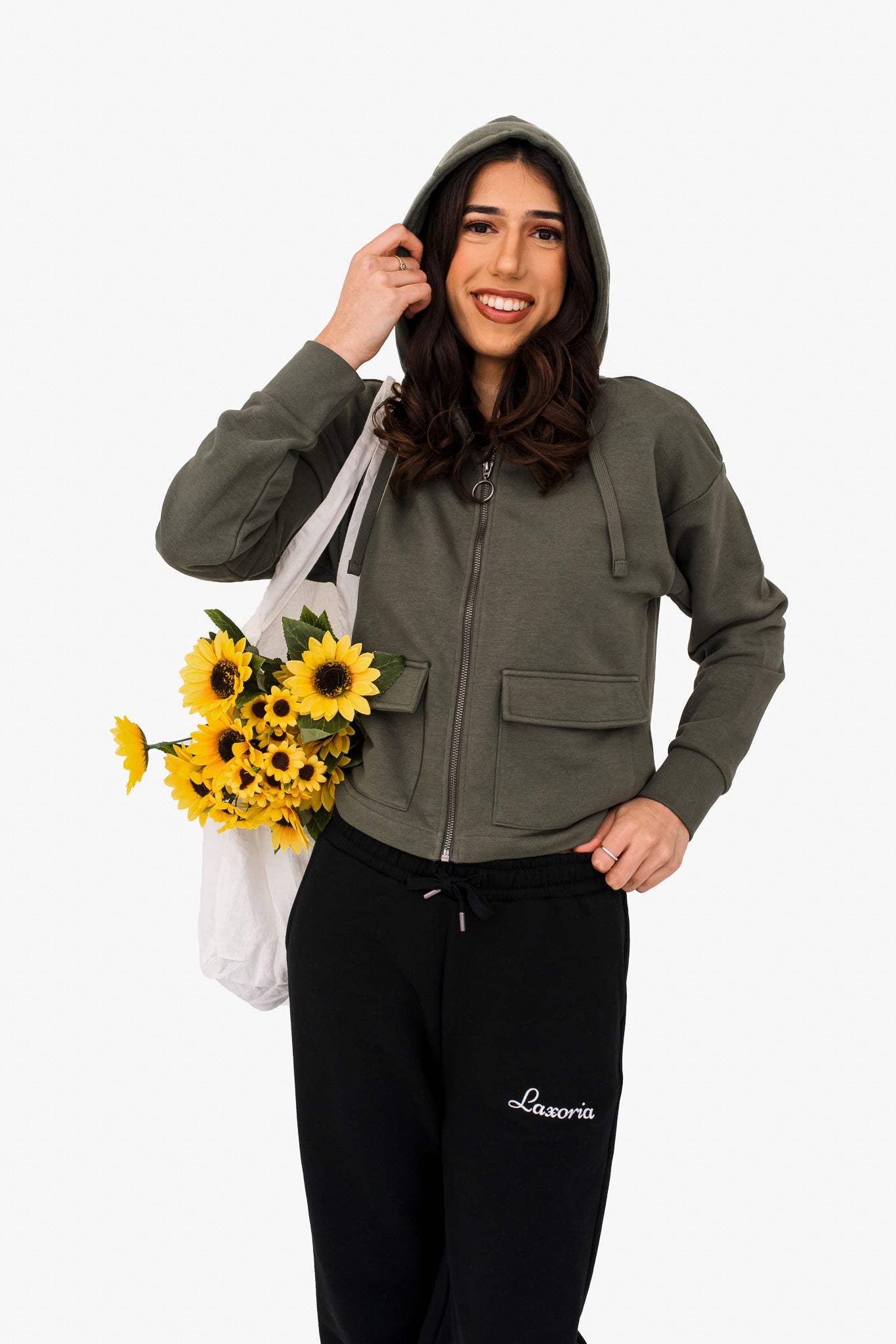 Women's French Terry Full Zip Hoodie – Soft, Sustainable, and Effortlessly Cool - Organic Khaki