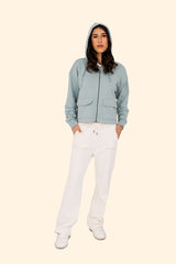 Women's French Terry Full Zip Hoodie – Soft, Sustainable, and Effortlessly Cool - Jade Green