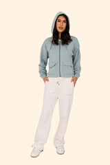 Women's French Terry Full Zip Hoodie – Soft, Sustainable, and Effortlessly Cool - Jade Green