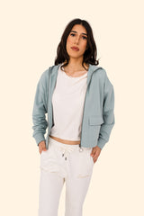 Women's French Terry Full Zip Hoodie – Soft, Sustainable, and Effortlessly Cool - Jade Green