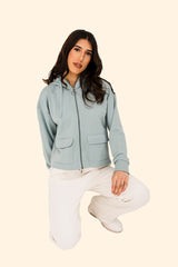 Women's French Terry Full Zip Hoodie – Soft, Sustainable, and Effortlessly Cool - Jade Green