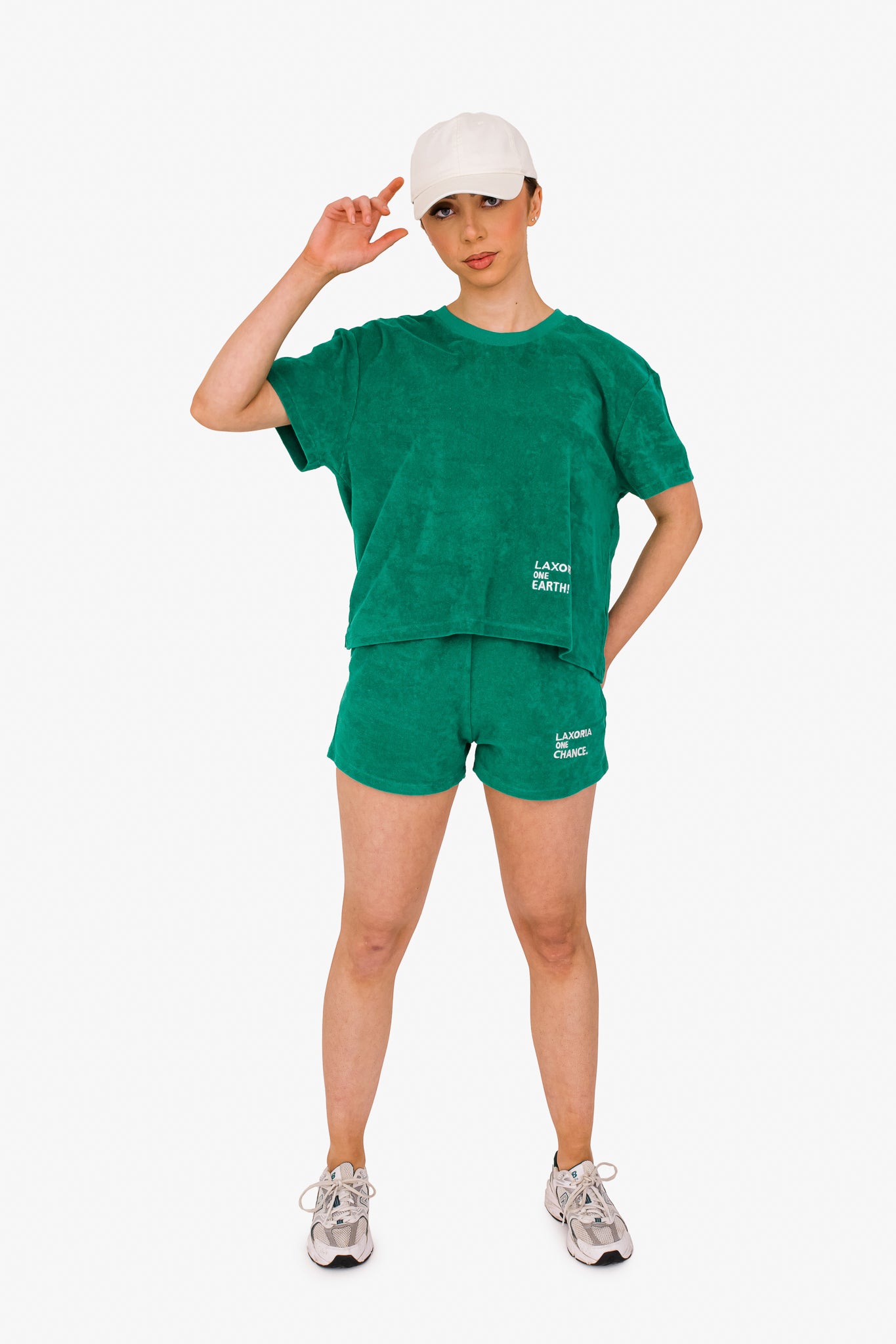 Women's Terry Towel Shorts – Organic Cotton Comfort - Malachite Green