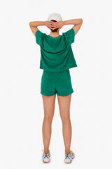 Women's Terry Towel Oversized T-Shirt – Organic Comfort - Malachite Green
