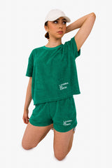 Women's Terry Towel Oversized T-Shirt – Organic Comfort - Malachite Green