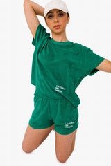 Women's Terry Towel Oversized T-Shirt – Organic Comfort - Malachite Green