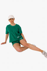 Women's Terry Towel Shorts – Organic Cotton Comfort - Malachite Green