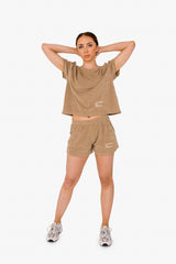 Women's Terry Towel Oversized T-Shirt – Organic Comfort - Cream Coffee