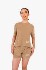 Women's Terry Towel Shorts – Organic Cotton Comfort - Cream Coffee