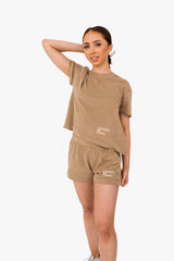 Women's Terry Towel Oversized T-Shirt – Organic Comfort - Cream Coffee