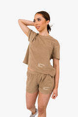 Women's Terry Towel Shorts – Organic Cotton Comfort - Cream Coffee