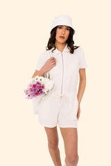 Women's Terry Towel Zipped Jumpsuit – Organic Cotton & Recycled Blend - Ivory