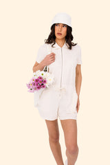 Women's Terry Towel Zipped Jumpsuit – Organic Cotton & Recycled Blend - Ivory