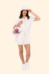 Women's Terry Towel Zipped Jumpsuit – Organic Cotton & Recycled Blend - Ivory