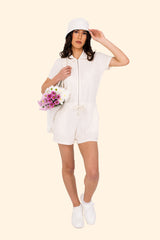 Women's Terry Towel Zipped Jumpsuit – Organic Cotton & Recycled Blend - Ivory