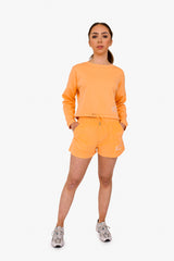 Women's Oversized Cropped Round Neck Sweatshirt - Organic Cotton Blend  - Apricot
