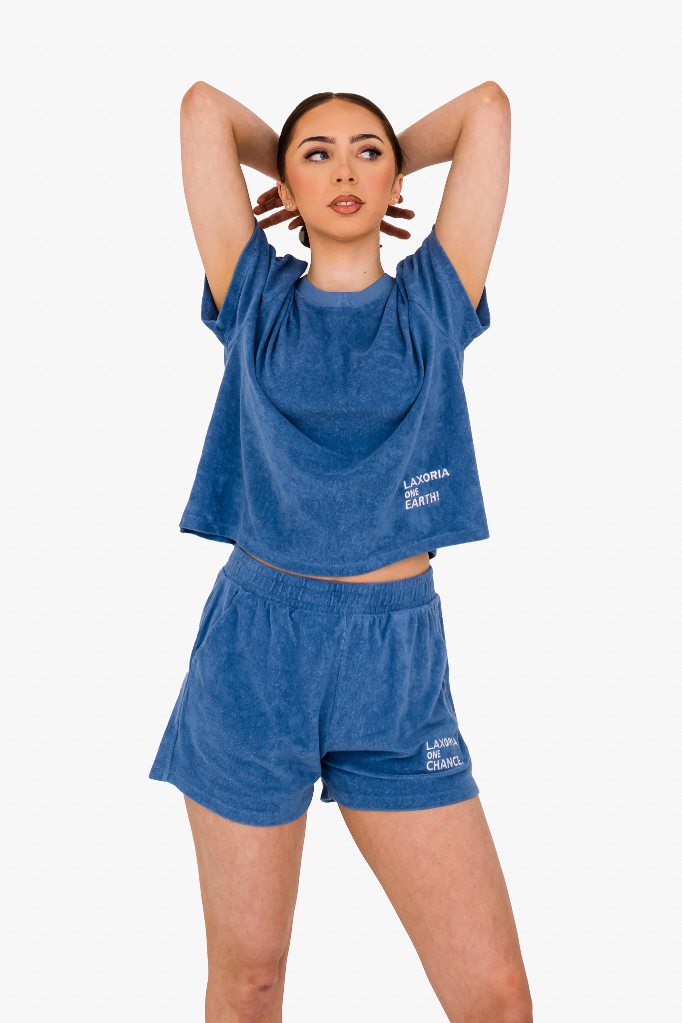 Women's Terry Towel Shorts – Organic Cotton Comfort - Riviera Blue