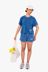 Women's Terry Towel Shorts – Organic Cotton Comfort - Riviera Blue