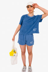 Women's Terry Towel Oversized T-Shirt – Organic Comfort - Riviera Blue