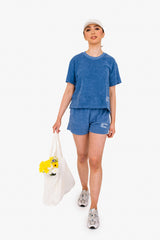 Women's Terry Towel Oversized T-Shirt – Organic Comfort - Riviera Blue