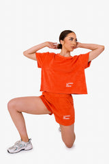 Women's Terry Towel Oversized T-Shirt – Organic Comfort - Paprika