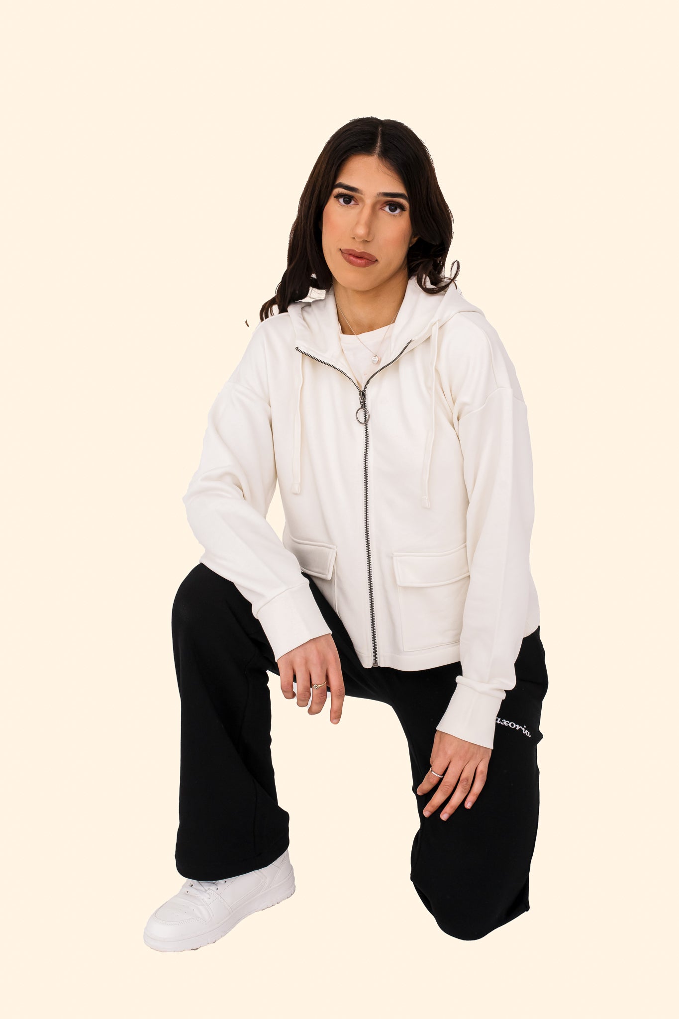 Women's French Terry Full Zip Hoodie – Soft, Sustainable, and Effortlessly Cool - Ivory