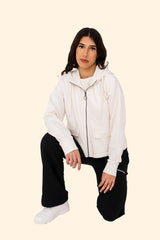 Women's French Terry Full Zip Hoodie – Soft, Sustainable, and Effortlessly Cool - Ivory