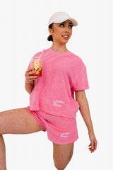 Women's Terry Towel Oversized T-Shirt – Organic Comfort - Candy Rose