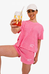 Women's Terry Towel Shorts – Organic Cotton Comfort - Candy Rose
