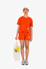 Women's Terry Towel Oversized T-Shirt – Organic Comfort - Paprika