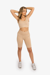 Ribbed Seamless 3D Fit Cycling Short - Nude
