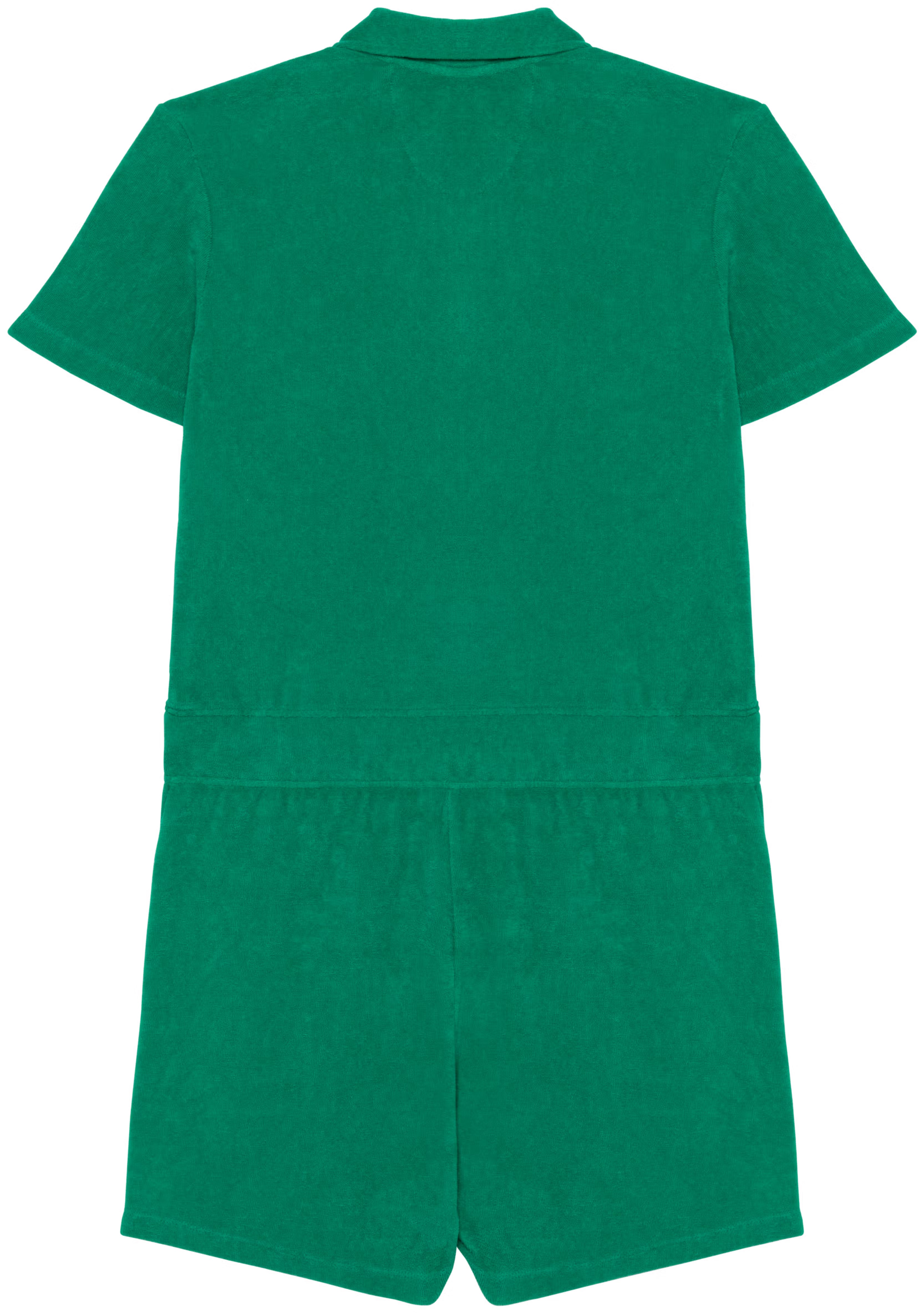 Women's Terry Towel Zipped Jumpsuit – Organic Cotton & Recycled Blend - Malachite Green