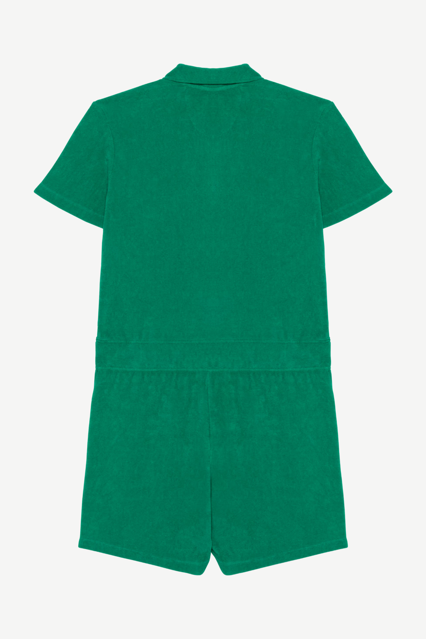 Women's Terry Towel Zipped Jumpsuit – Organic Cotton & Recycled Blend - Malachite Green