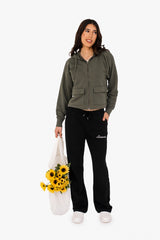 Ladies’ French Terry Full Zip Hoodie – Soft, Sustainable, and Effortlessly Cool - Organic Khaki