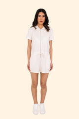 Women's Terry Towel Zipped Jumpsuit – Organic Cotton & Recycled Blend - Ivory