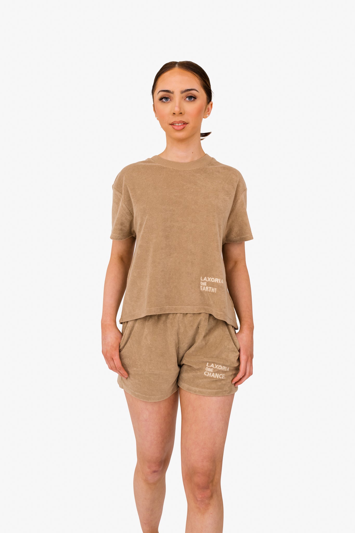 Women's Terry Towel Shorts – Organic Cotton Comfort - Cream Coffee