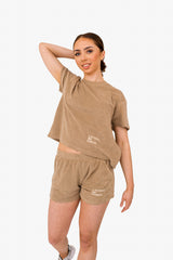 Women's Terry Towel Shorts – Organic Cotton Comfort - Cream Coffee