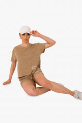 Women's Terry Towel Shorts – Organic Cotton Comfort - Cream Coffee