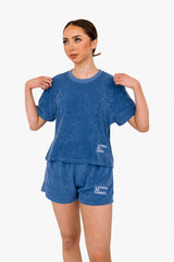 Women's Terry Towel Oversized T-Shirt – Organic Comfort - Riviera Blue