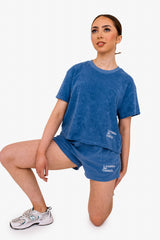 Women's Terry Towel Shorts – Organic Cotton Comfort - Riviera Blue