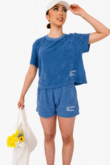 Women's Terry Towel Oversized T-Shirt – Organic Comfort - Riviera Blue