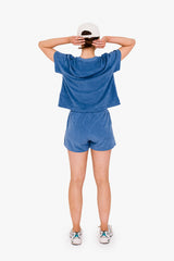 Women's Terry Towel Shorts – Organic Cotton Comfort - Riviera Blue