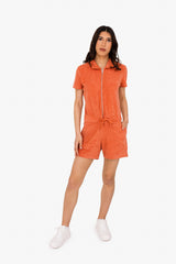 Women's Terry Towel Zipped Jumpsuit – Organic Cotton & Recycled Blend - Pomelo
