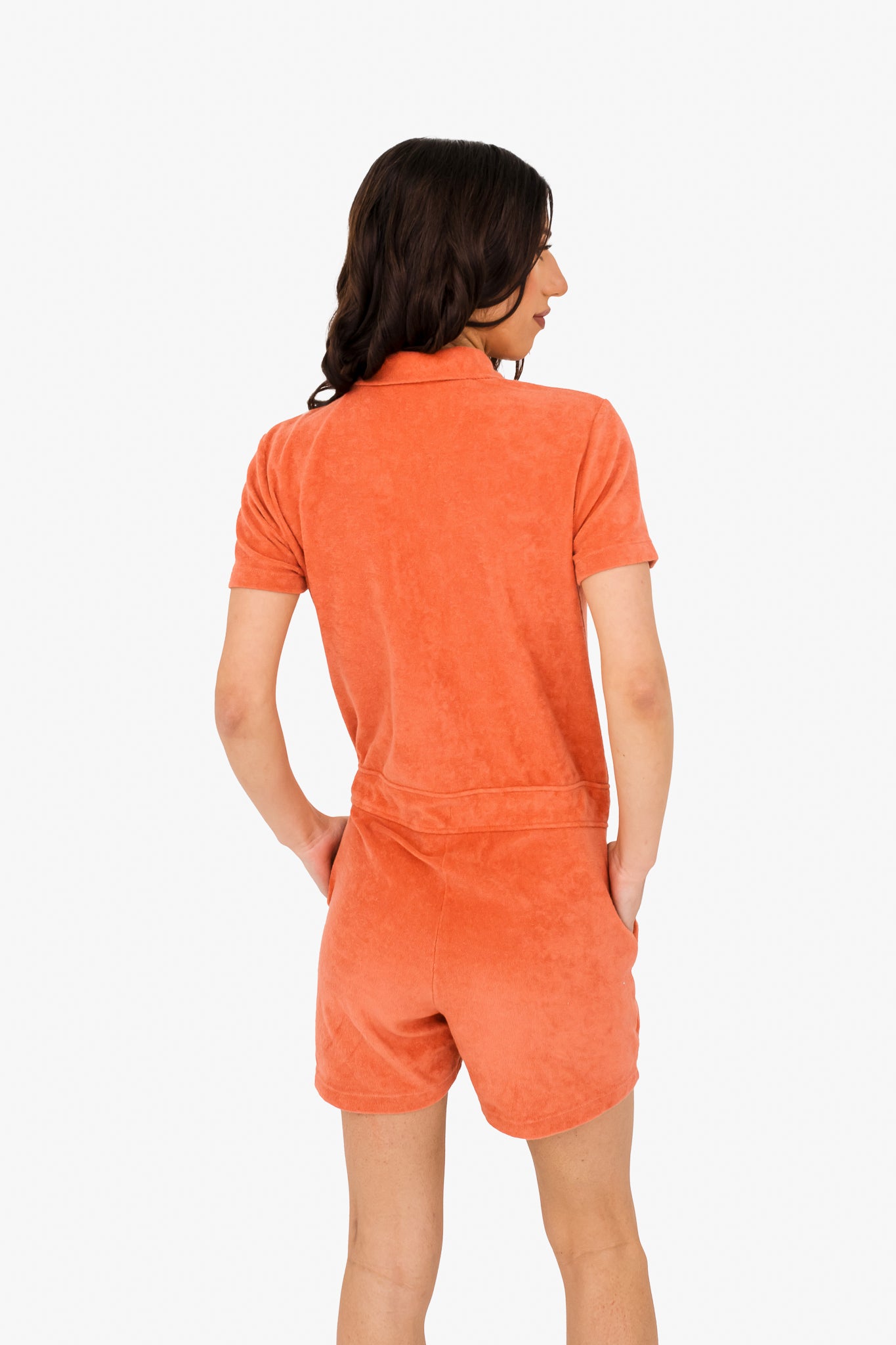 Women's Terry Towel Zipped Jumpsuit – Organic Cotton & Recycled Blend - Pomelo