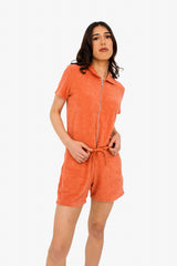 Women's Terry Towel Zipped Jumpsuit – Organic Cotton & Recycled Blend - Pomelo