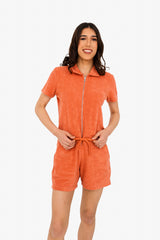 Women's Terry Towel Zipped Jumpsuit – Organic Cotton & Recycled Blend - Pomelo